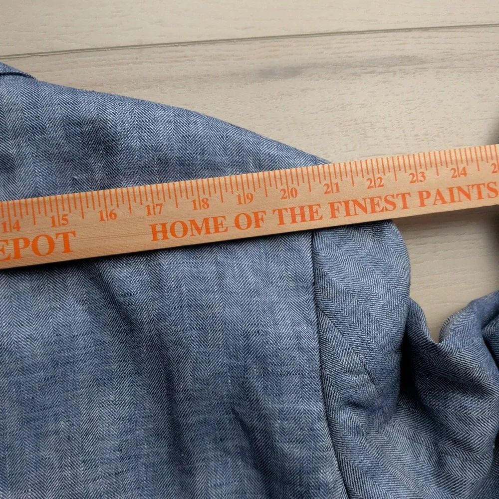 Tailorbyrd Collection 100%‎ Linen Blazer Sport Coat Mens 50R Blue Herringbone